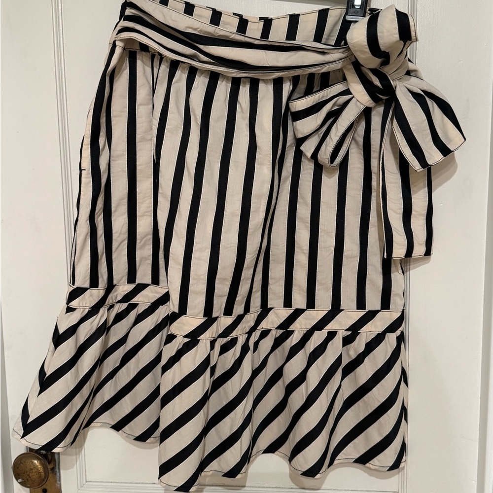 Mango Striped Midi Skirt with Statement Bow